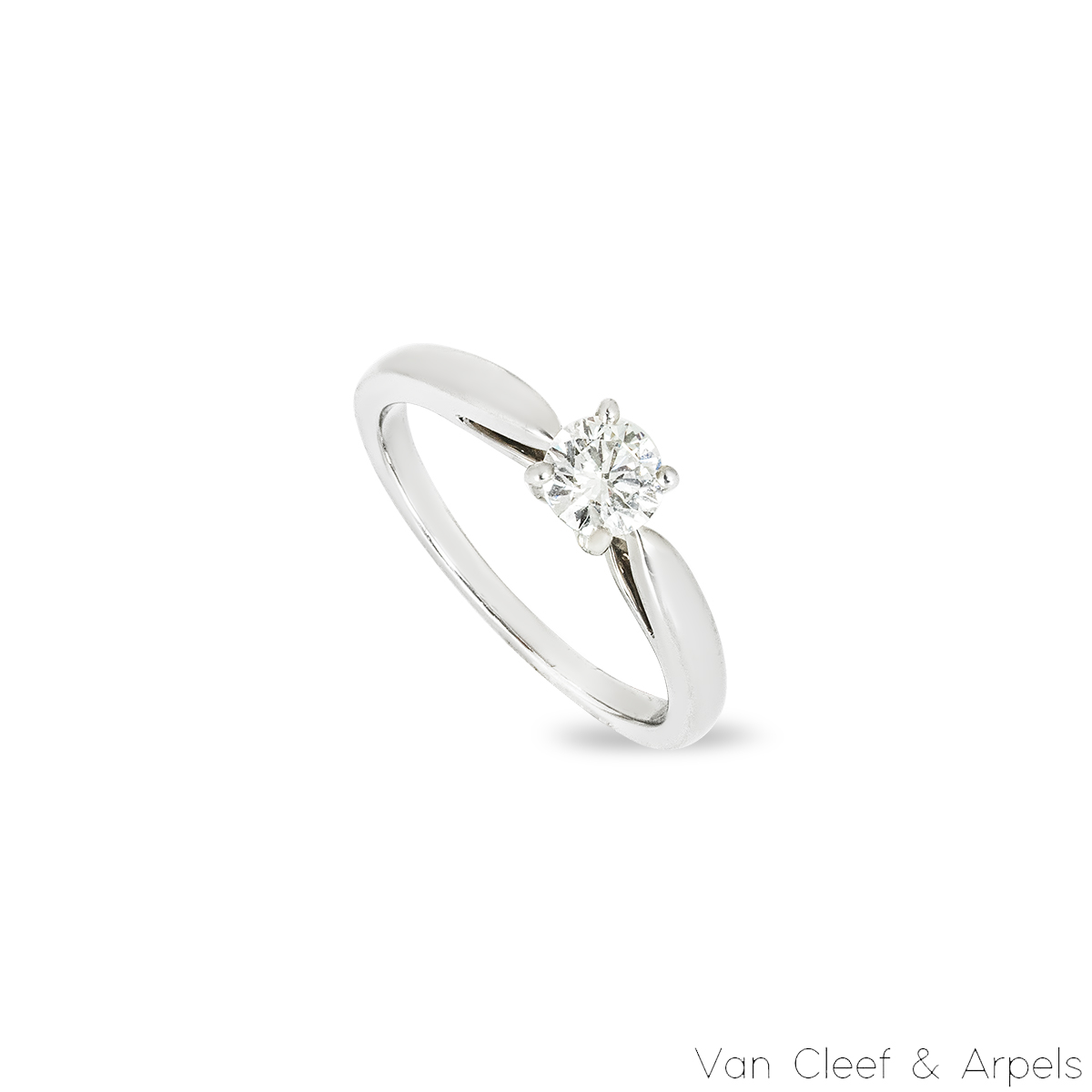 Van Cleef & Arpels Platinum Diamond Bonheur Solitaire Ring Size 51 0.40ct E/ VVS2 Van Cleef & Arpels Platinum Diamond Bonheur Solitaire Ring Size 51 0.40ct E/ VVS2